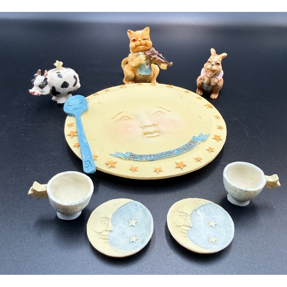 Vtg 1995 Mini Miniature Popular Imports Hey Diddle Diddle Tea Set 10-piece